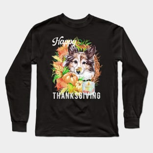 Australian Shepherd Dog Owner Thanksgiving Celebration Harvest Theme Long Sleeve T-Shirt